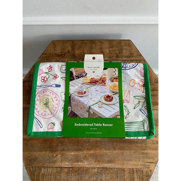 Party Print Runner Cream Green Pink kate spade new york x Target hosting dining - Picture 1 of 5